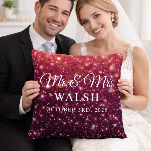  Custom Name & Date Galaxy Glitter Design Kissen
