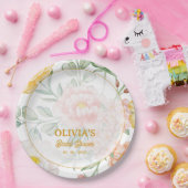 Custom Name Date Yellow Floral Bridal Shower Party Pappteller (Party)