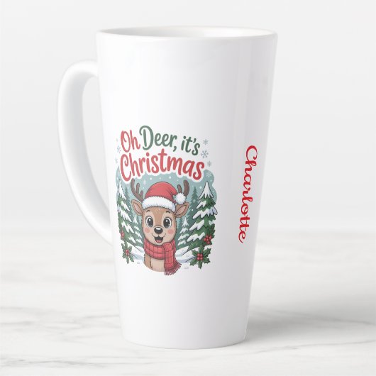 Custom name deer Christmas Milchtasse (Linke Ecke)