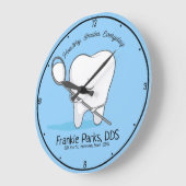 Custom NAME Dentist Office Tooth Healthy Smile Große Wanduhr (Winkel)