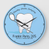 Custom NAME Dentist Office Tooth Healthy Smile Große Wanduhr (Vorderseite)