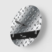 Custom name diamond plate steel black stripe runde wanduhr (Winkel)
