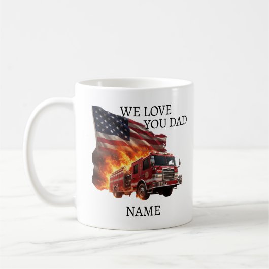 Custom Name Dramatic Hero Firefighter Mug Kaffeetasse (Links)