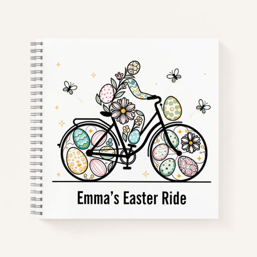 Custom Name Easter Bicycle Design Notizblock (Vorderseite)