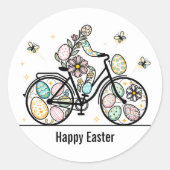 Custom Name Easter Bicycle Design Runder Aufkleber (Vorderseite)