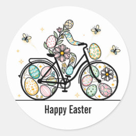 Custom Name Easter Bicycle Design Runder Aufkleber