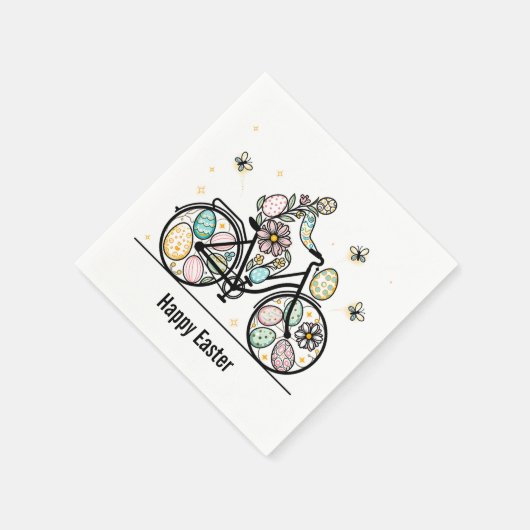 Custom Name Easter Bicycle Design Serviette (Ecke)