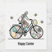 Custom Name Easter Bicycle Design Weinetikett (Einzelnes Label)