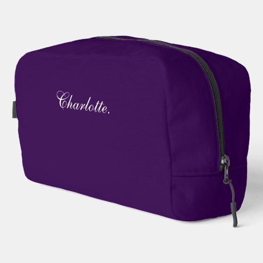 Custom Name Elegant Deep Purple Dopp Kit Waschbeutel (Rechte Ecke)