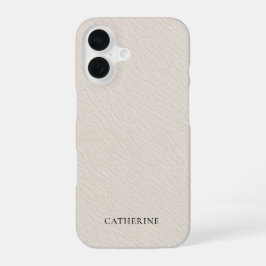 Custom Name Elegant Faux Ivory Leather iPhone 16 Hülle
