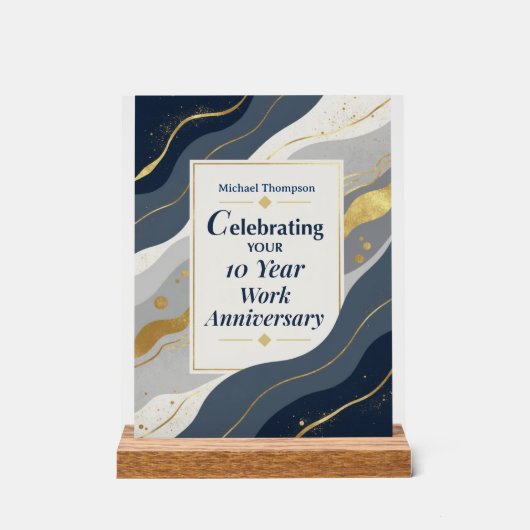 Custom Name Employee 10 Year Work Anniversary Acrylschild (Vorderseite)