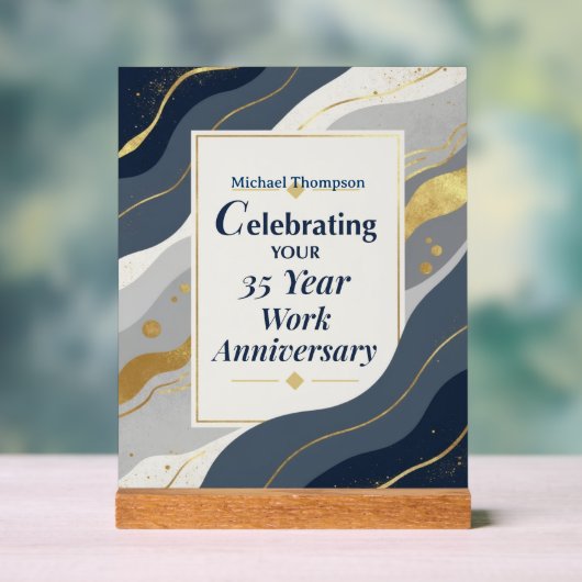 Custom Name Employee 35 Year Work Anniversary Acrylschild (Neutral)