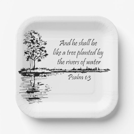 Custom Name Encouraging Scripture Psalm 1:3 Pappteller (Vorderseite)