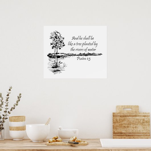 Custom Name Encouraging Scripture Psalm 1:3 Poster (Küche)