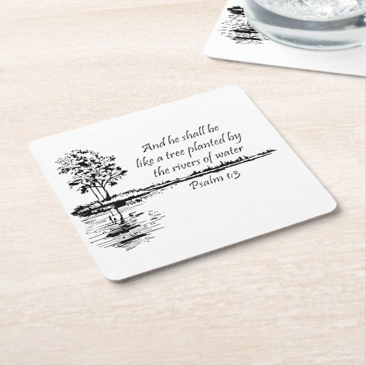 Custom Name Encouraging Scripture Psalm 1:3 Rechteckiger Pappuntersetzer (angewinkelt)