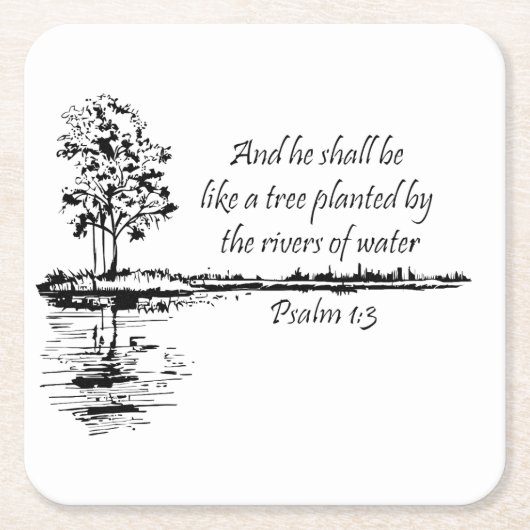 Custom Name Encouraging Scripture Psalm 1:3 Rechteckiger Pappuntersetzer (Vorderseite)