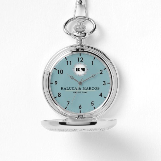 Custom name engraved blue armbanduhr (Vorderseite)