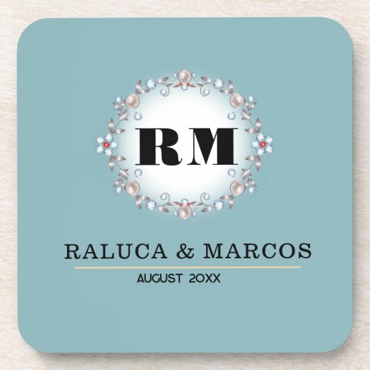 Custom name engraved blue getränkeuntersetzer (Vorderseite)