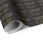 Custom Name Est Date Gold Script Chocolate Geschenkpapier (Rolleneckpunkt)