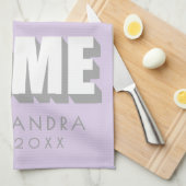 Custom Name Est. Home Minimalist Pastel Purple  Geschirrtuch (Viertel Falte)