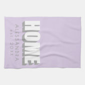 Custom Name Est. Home Minimalist Pastel Purple  Geschirrtuch (Horizontal)