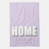 Custom Name Est. Home Minimalist Pastel Purple  Geschirrtuch (Vertikal)