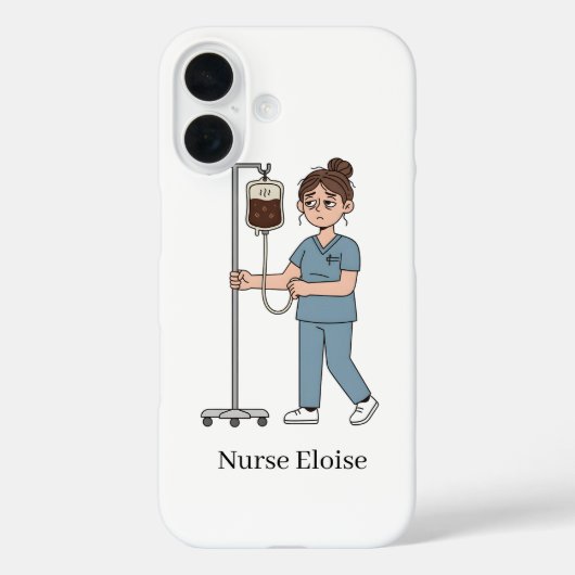Custom Name Exhausted Nurse Coffee IV Phone Case (Rückseite)