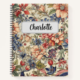 Custom name feminine elegant vintage floral  notizblock