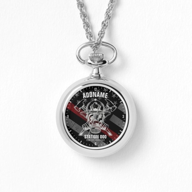 Custom NAME Firefighter Fire Department Station Armbanduhr (Vorderseite)