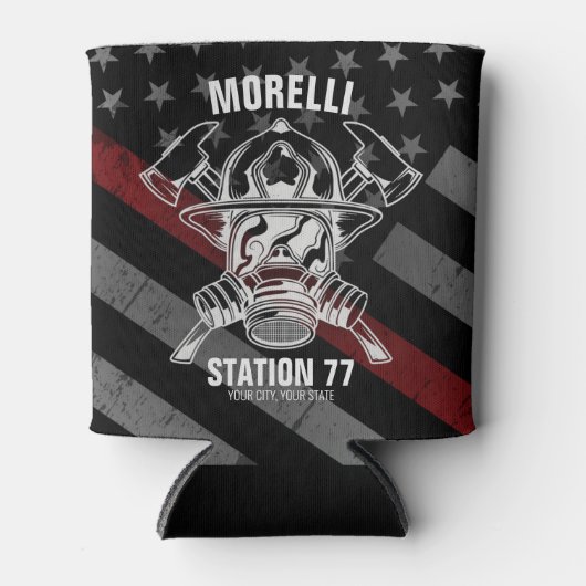 Custom NAME Firefighter Fire Department Station Dosenkühler (Vorderseite)