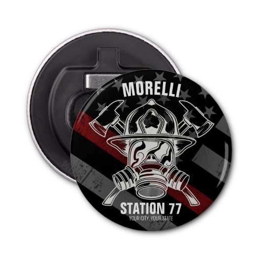 Custom NAME Firefighter Fire Department Station Flaschenöffner (Vorderseite)