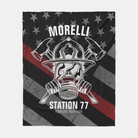 Custom NAME Firefighter Fire Department Station Fleecedecke (Vorderseite)