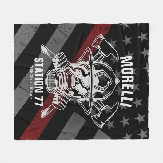 Custom NAME Firefighter Fire Department Station Fleecedecke (Vorderseite (Horizontal))