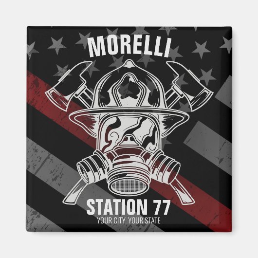 Custom NAME Firefighter Fire Department Station Magnet (Vorne)