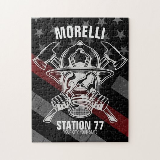 Custom NAME Firefighter Fire Department Station Puzzle (Vertikal)
