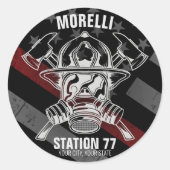 Custom NAME Firefighter Fire Department Station Runder Aufkleber (Vorderseite)