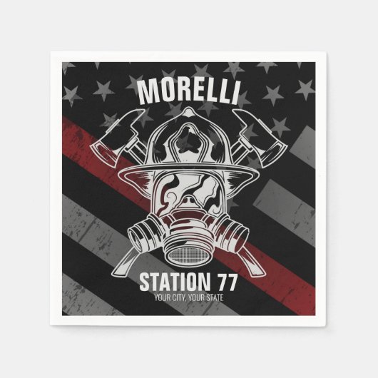 Custom NAME Firefighter Fire Department Station Serviette (Vorderseite)