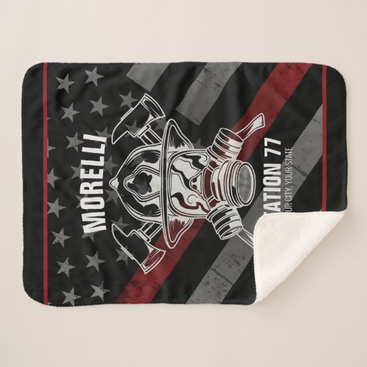 Custom NAME Firefighter Fire Department Station Sherpadecke (Vorderseite (Horizontal))