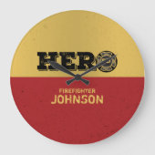 Custom Name, Firefighter Hero Große Wanduhr (Vorderseite)