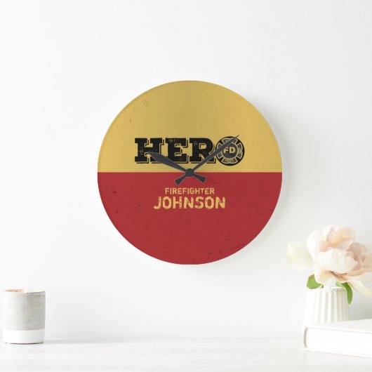 Custom Name, Firefighter Hero Große Wanduhr (Zuhause)