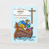 Custom Name First Anniversary of Baptism Boy Ark Karte (Vorderseite)