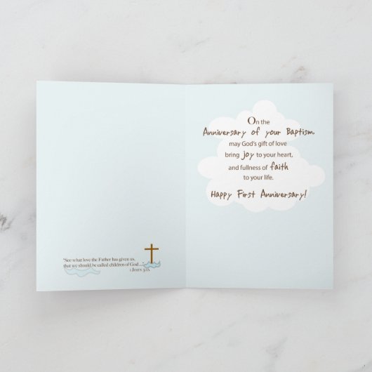 Custom Name First Anniversary of Baptism Boy Ark Karte (Innenseite)