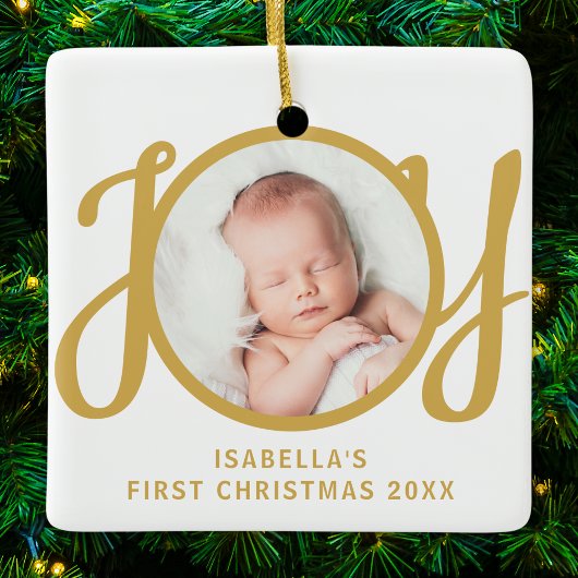 Custom Name First Christmas Photo Keepsake Keramikornament