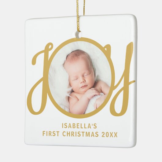 Custom Name First Christmas Photo Keepsake Keramikornament (Links)