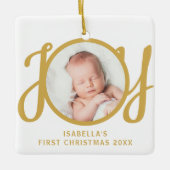 Custom Name First Christmas Photo Keepsake Keramikornament (Vorderseite)