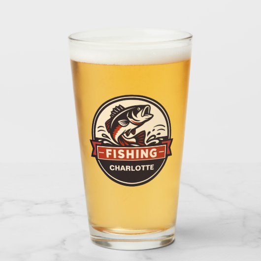 Custom Name Fishing Glas (Vorne (Gefüllt))