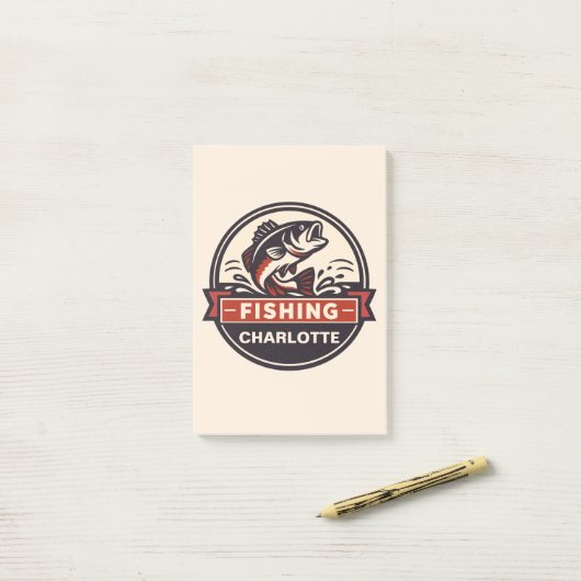 Custom Name Fishing Post-it Klebezettel (Auf Schreibtisch)
