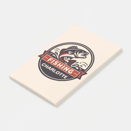 Custom Name Fishing Post-it Klebezettel (angewinkelt)
