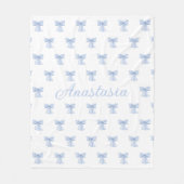 Custom Name Fleece Blanket Coquette Blue Bows Cute (Vorderseite)