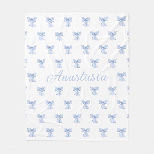 Custom Name Fleece Blanket Coquette Blue Bows Cute (Vorderseite)